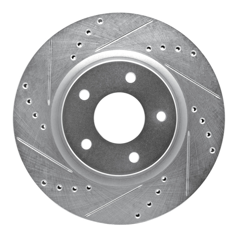 Nissan Leaf Brake Rotor (1) - Front Left - R1 Concepts - Drilled & Slotted - Silver - `14-`23 Nissan Leaf Brake Rotor (1) - Front Left - R1 Concepts - Drilled & Slotted - Silver - `14-`23